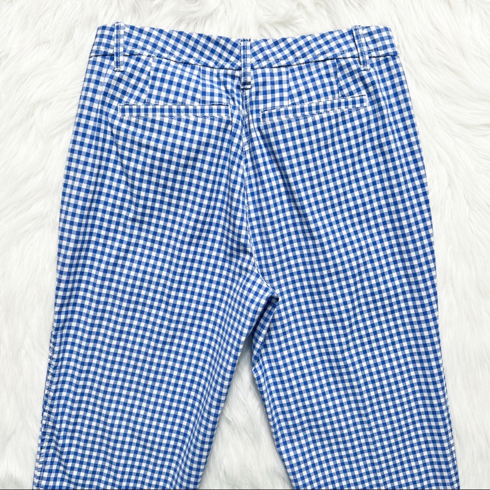 SOLD-Talbots Blue and White Gingham Check Print Girlfriend Chino Pants - Picture 6 of 10